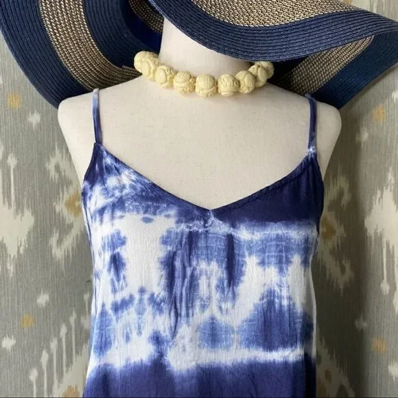 RAVIYA Navy Tie-Dye Hi-lo Cover-up Maxi Dress - LG - Picture 15 of 16
